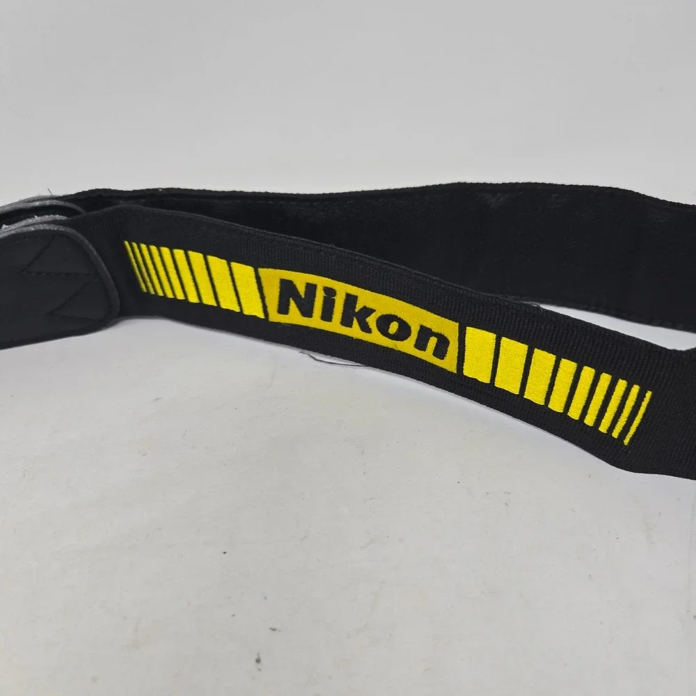 Nikon Camera Neck Strap Black Yellow Embroidered Logo Adjustable DSLR SLR